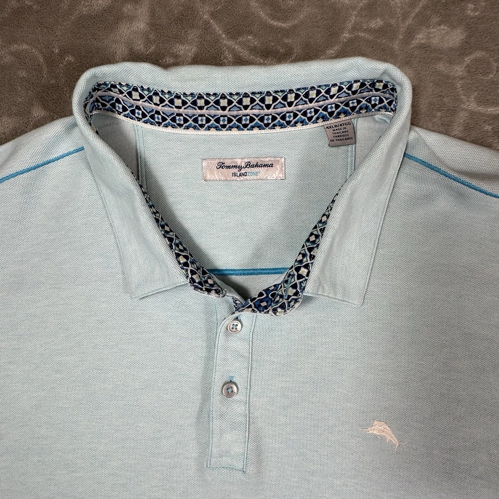 Tommy Bahama Mens Island Zone Polo Shirt Pima Cotton Blue Size 4XB Big & Tall
